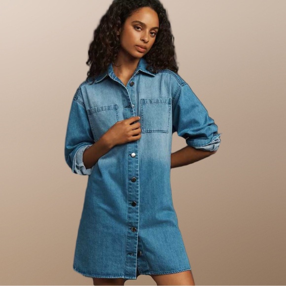 porridge denim dress Porridge Rosette Denim Slim Mini Dress